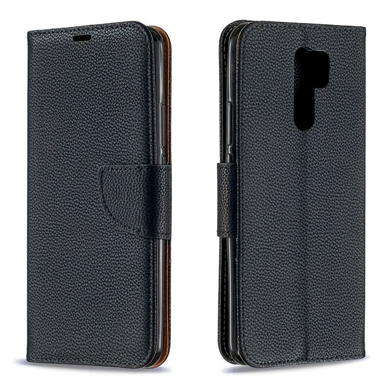 Capa De Couro Para Xiaomi Redmi 9 Flip Lichia Rabat Oblíqua