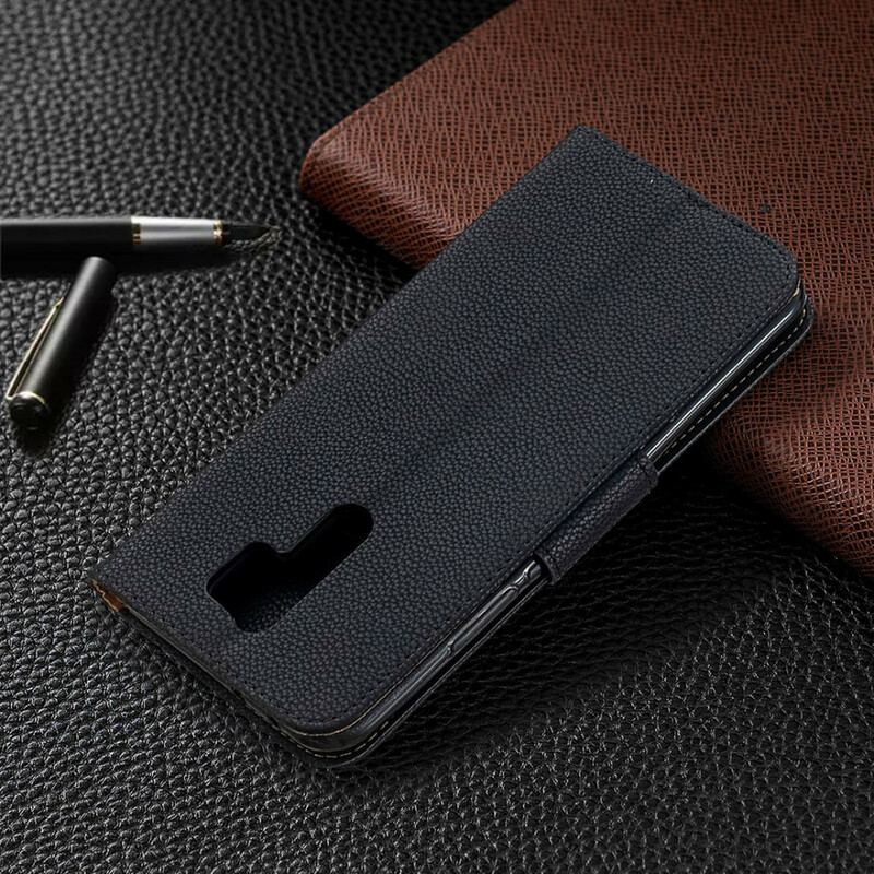 Capa De Couro Para Xiaomi Redmi 9 Flip Lichia Rabat Oblíqua