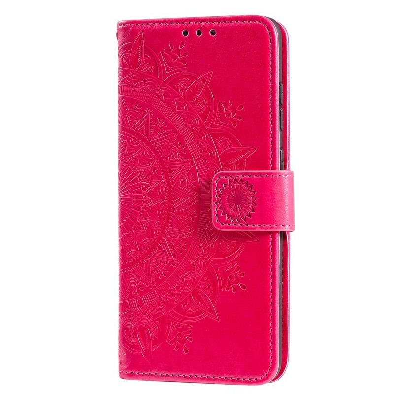 Capa De Couro Para Xiaomi Redmi 9 Mandala Do Sol