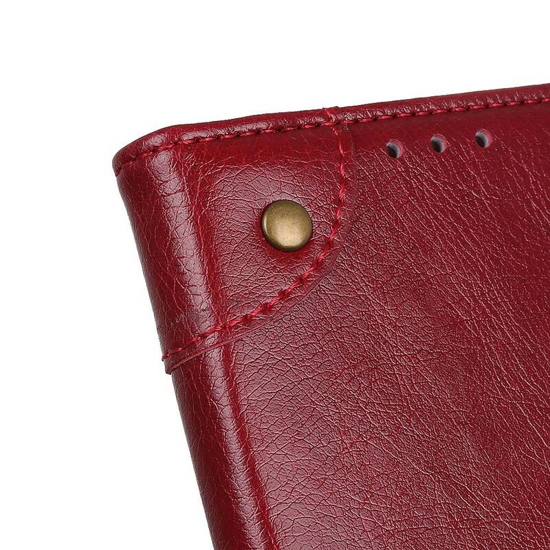 Capa De Couro Para Xiaomi Redmi 9 Rebites Vintage Estilo Couro Napa