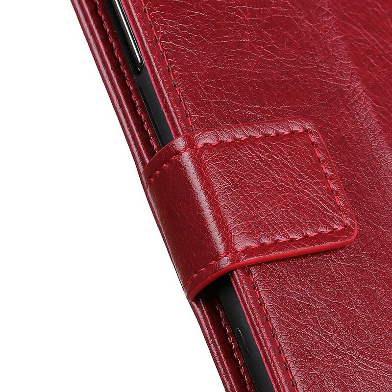 Capa De Couro Para Xiaomi Redmi 9 Rebites Vintage Estilo Couro Napa