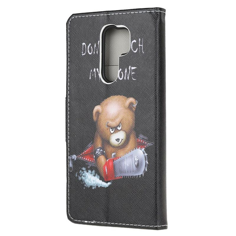 Capa De Couro Para Xiaomi Redmi 9 Urso Perigoso