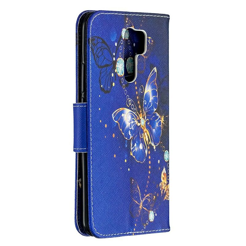 Capa Em Pele Para Xiaomi Redmi 9 Borboletas Incríveis