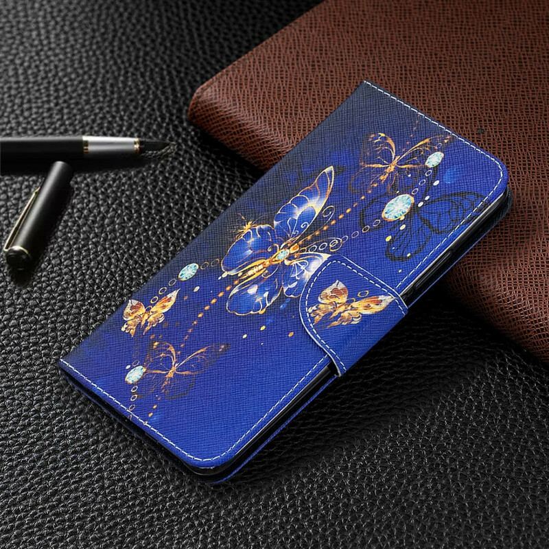 Capa Em Pele Para Xiaomi Redmi 9 Borboletas Incríveis