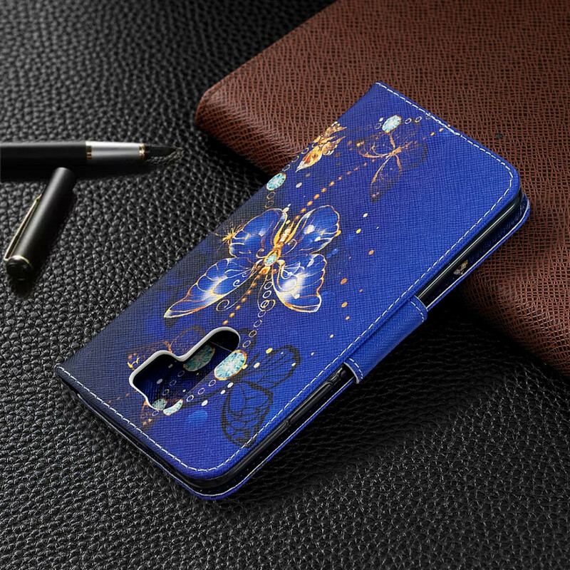 Capa Em Pele Para Xiaomi Redmi 9 Borboletas Incríveis