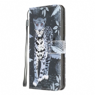 Capa Em Pele Para Xiaomi Redmi 9 De Cordão Leopardo Strappy