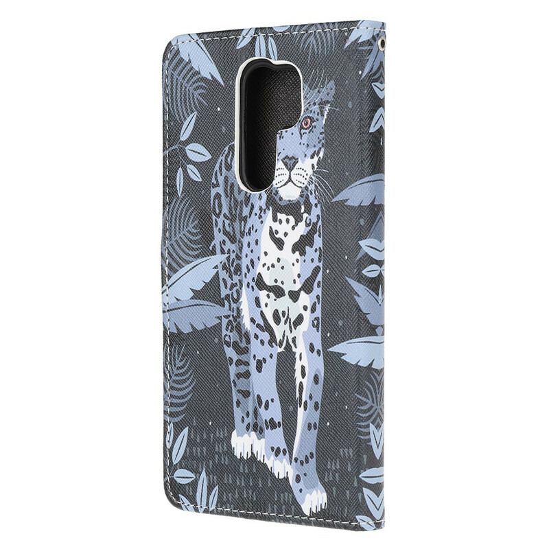 Capa Em Pele Para Xiaomi Redmi 9 De Cordão Leopardo Strappy