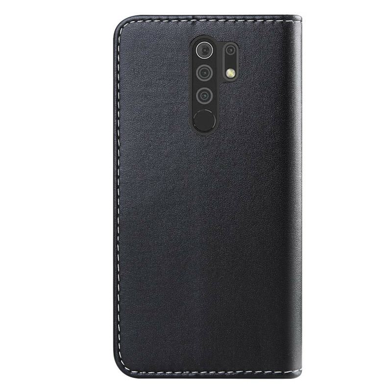 Capa Em Pele Para Xiaomi Redmi 9 Efeito Couro Tricolor