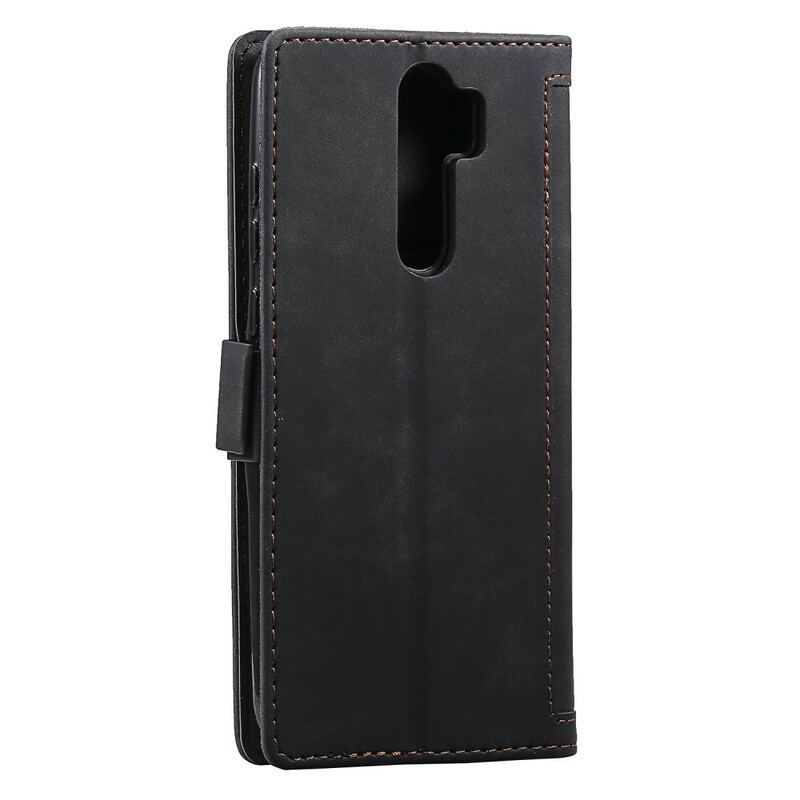 Capa Flip Para Xiaomi Redmi 9 Contornos Reforçados Com Couro Sintético Em Dois Tons