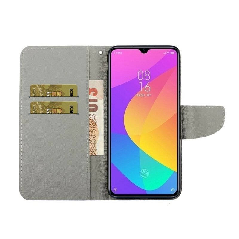 Capa Flip Para Xiaomi Redmi 9 De Cordão Rosa Romântica Com Alça