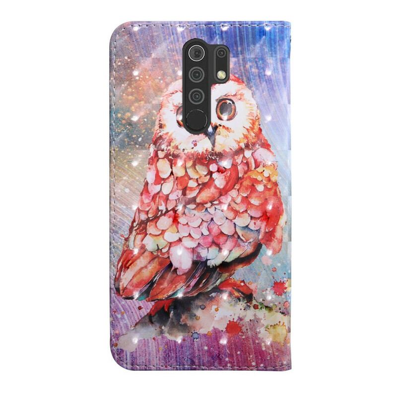 Capa Flip Para Xiaomi Redmi 9 Coruja O Pintor