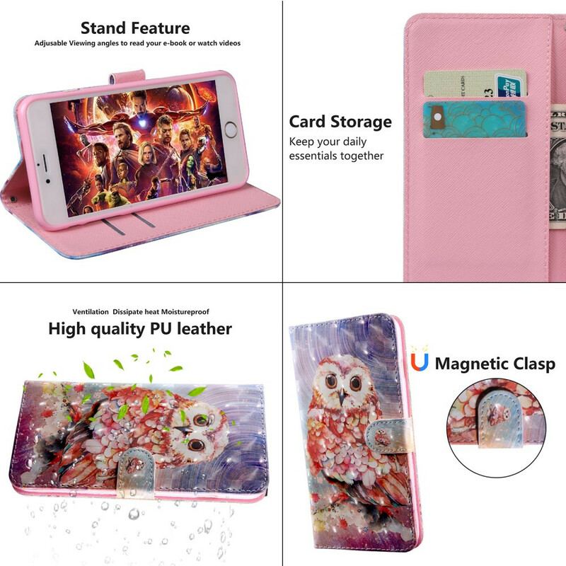 Capa Flip Para Xiaomi Redmi 9 Coruja O Pintor