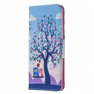 Capa Flip Para Xiaomi Redmi 9 Corujas No Balanço