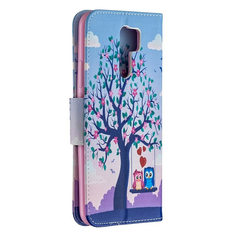 Capa Flip Para Xiaomi Redmi 9 Corujas No Balanço