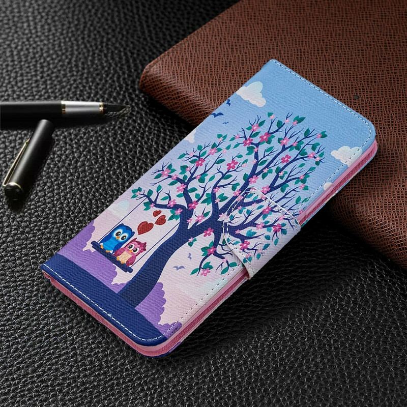 Capa Flip Para Xiaomi Redmi 9 Corujas No Balanço