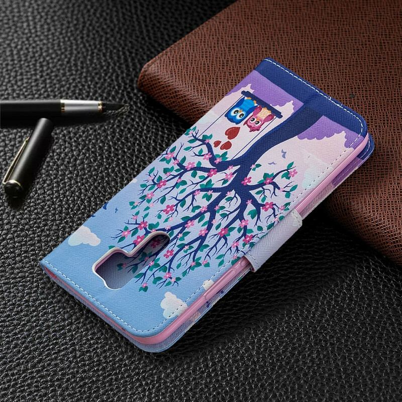 Capa Flip Para Xiaomi Redmi 9 Corujas No Balanço