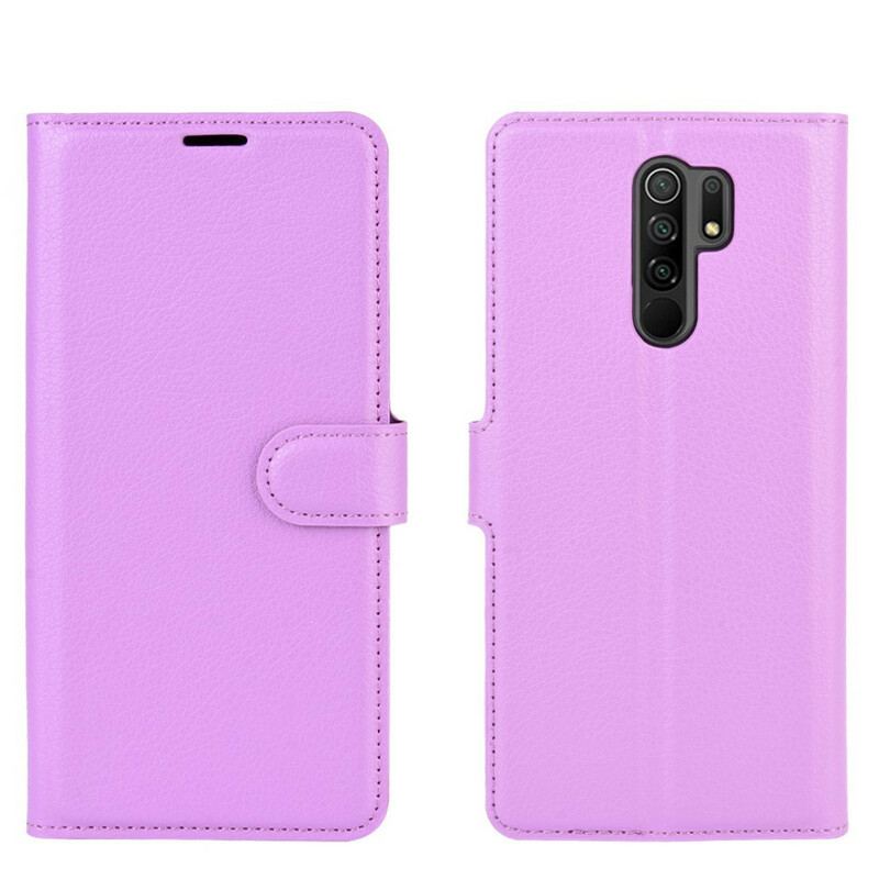 Capa Flip Para Xiaomi Redmi 9 Couro Falso Clássico