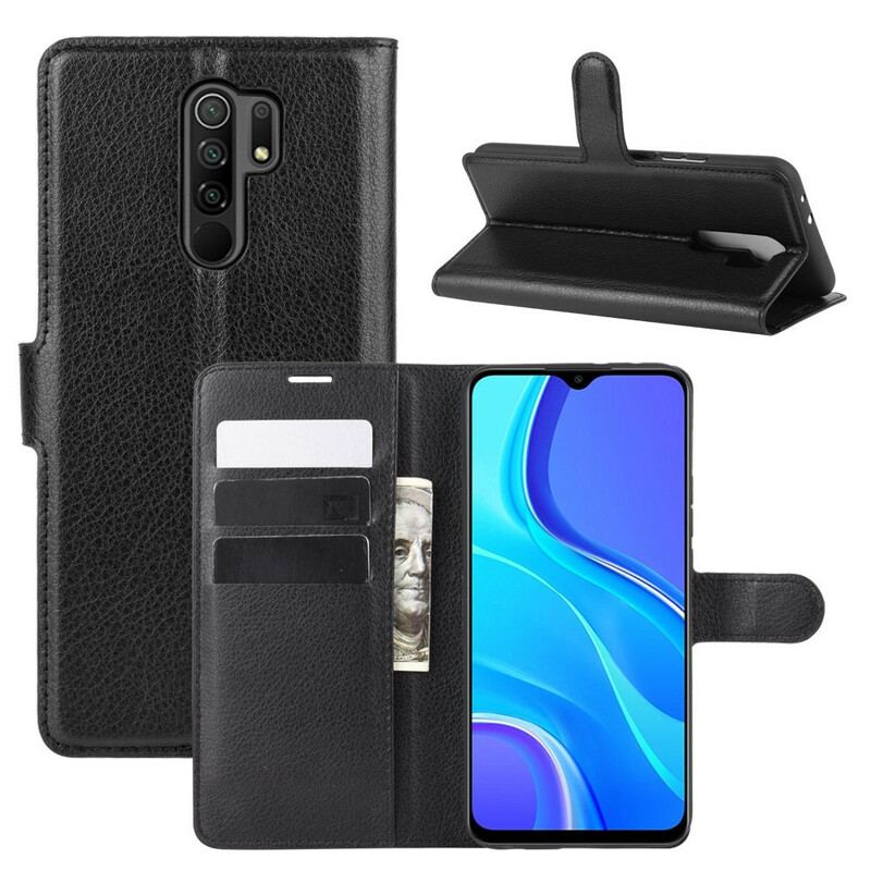 Capa Flip Para Xiaomi Redmi 9 Couro Falso Clássico