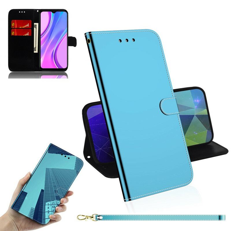 Capa Flip Para Xiaomi Redmi 9 Capa De Espelho De Couro Sintético