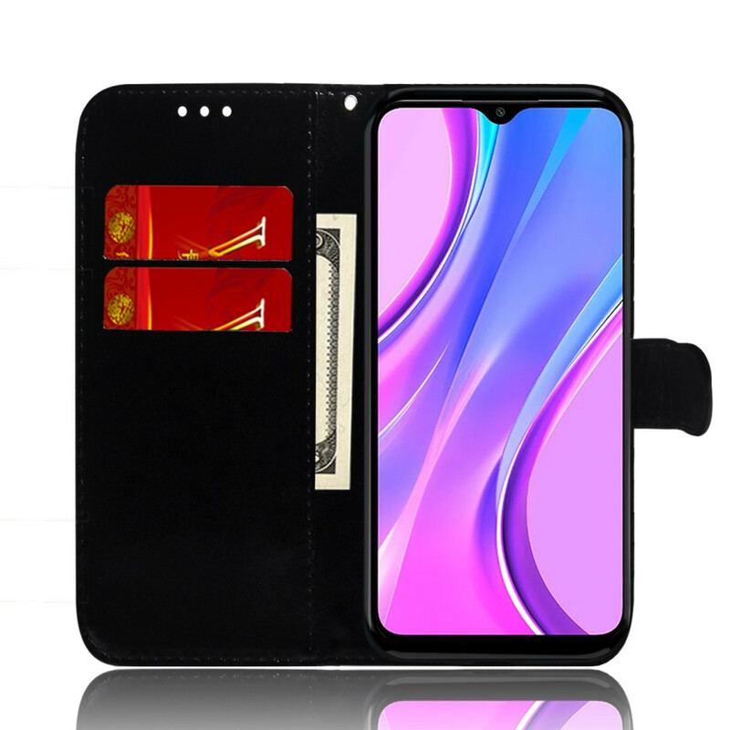 Capa Flip Para Xiaomi Redmi 9 Capa De Espelho De Couro Sintético