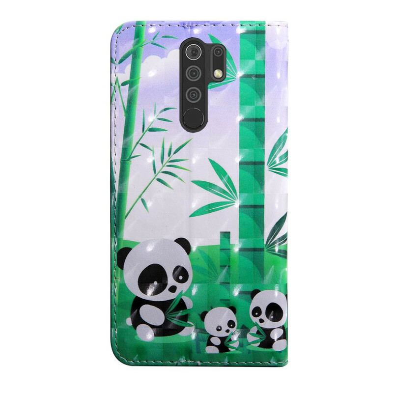 Capa Flip Para Xiaomi Redmi 9 Família Panda