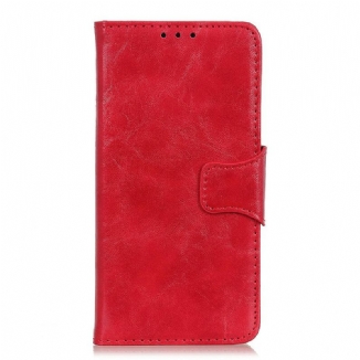 Capa Flip Para Xiaomi Redmi 9 Fecho Reversível De Couro Rachado