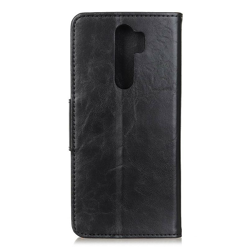 Capa Flip Para Xiaomi Redmi 9 Fecho Reversível De Couro Rachado