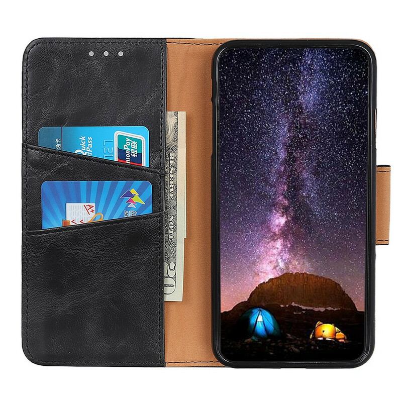 Capa Flip Para Xiaomi Redmi 9 Fecho Reversível De Couro Rachado