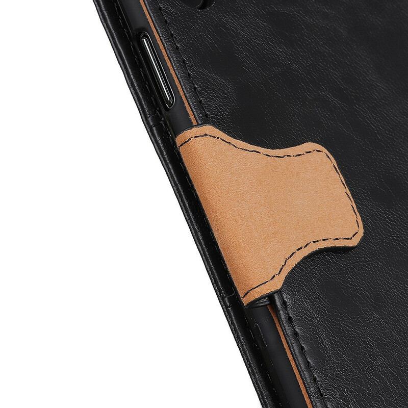 Capa Flip Para Xiaomi Redmi 9 Fecho Reversível De Couro Rachado