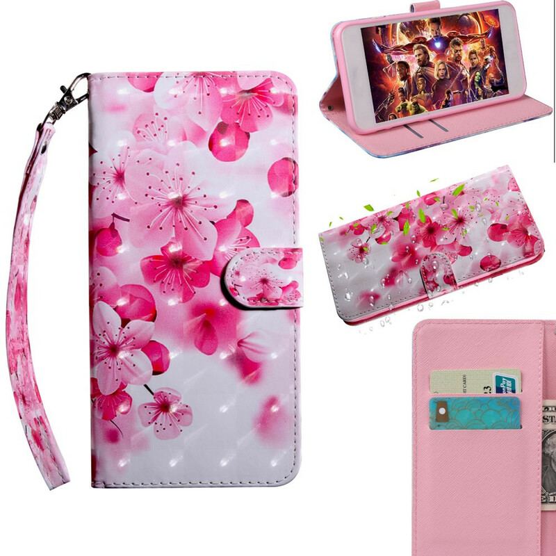 Capa Flip Para Xiaomi Redmi 9 Flores Cor De Rosa