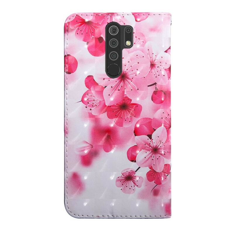 Capa Flip Para Xiaomi Redmi 9 Flores Cor De Rosa