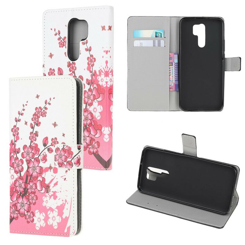 Capa Flip Para Xiaomi Redmi 9 Flores Tropicais