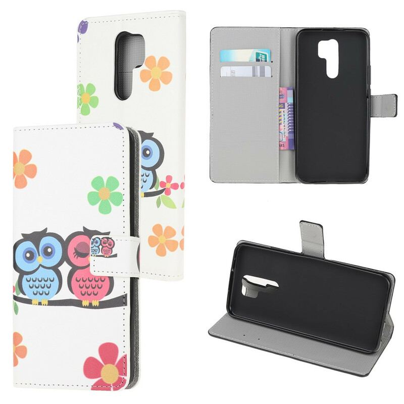 Capa Flip Para Xiaomi Redmi 9 Par De Corujas