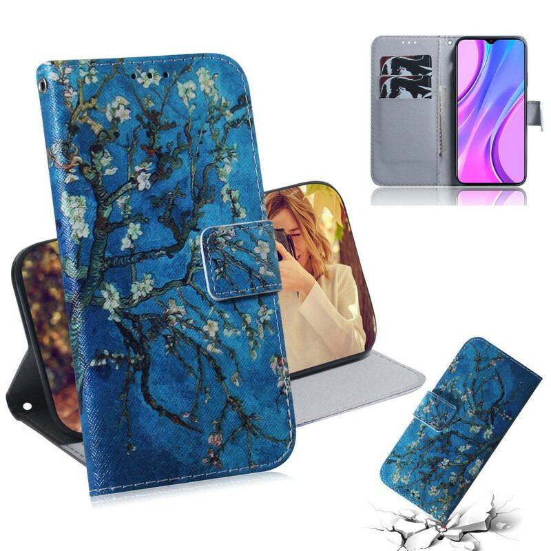 Capa Flip Para Xiaomi Redmi 9 Ramo De Árvore Florido