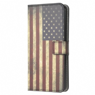 Capa Folio Para Xiaomi Redmi 9 Bandeira Americana