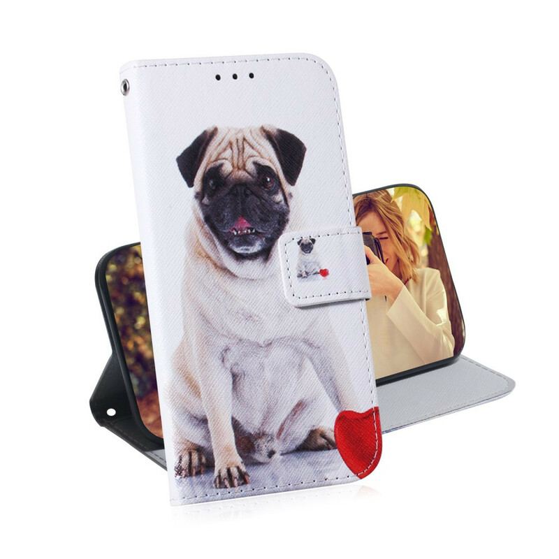 Capa Folio Para Xiaomi Redmi 9 Cachorro Pug