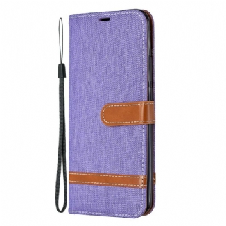 Capa Folio Para Xiaomi Redmi 9 De Cordão Correia Efeito Tecido E Couro