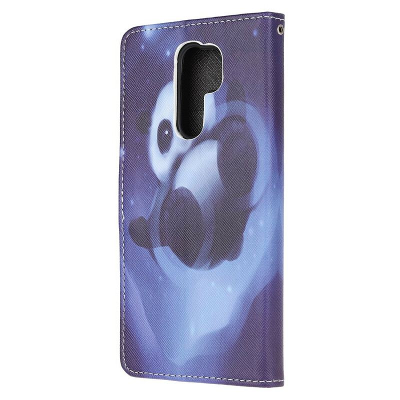 Capa Folio Para Xiaomi Redmi 9 De Cordão Espaço Panda Com Lanyard