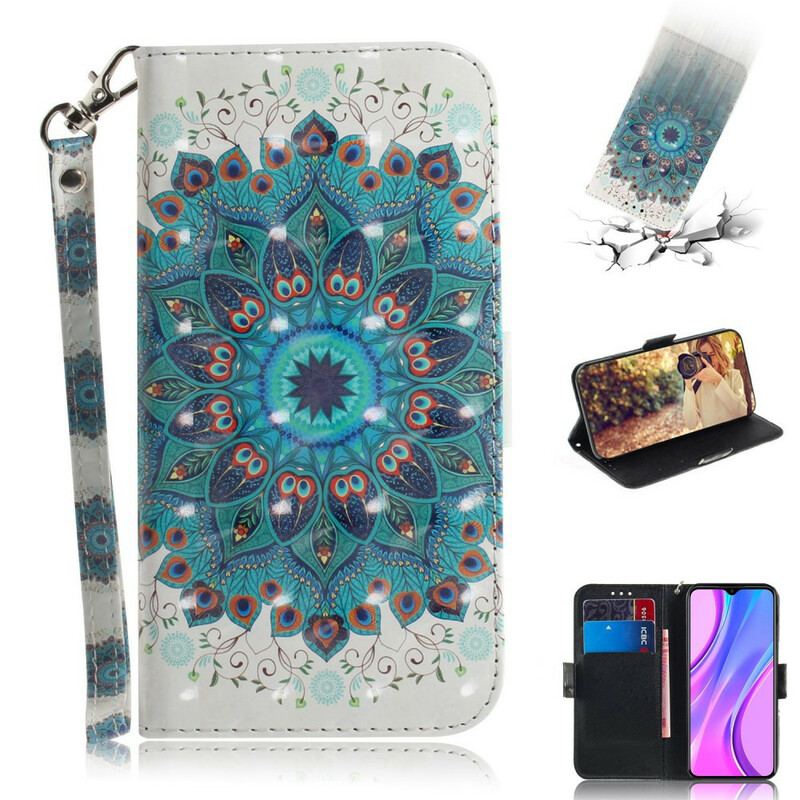 Capa Folio Para Xiaomi Redmi 9 De Cordão Mandala Magistral Com Alça