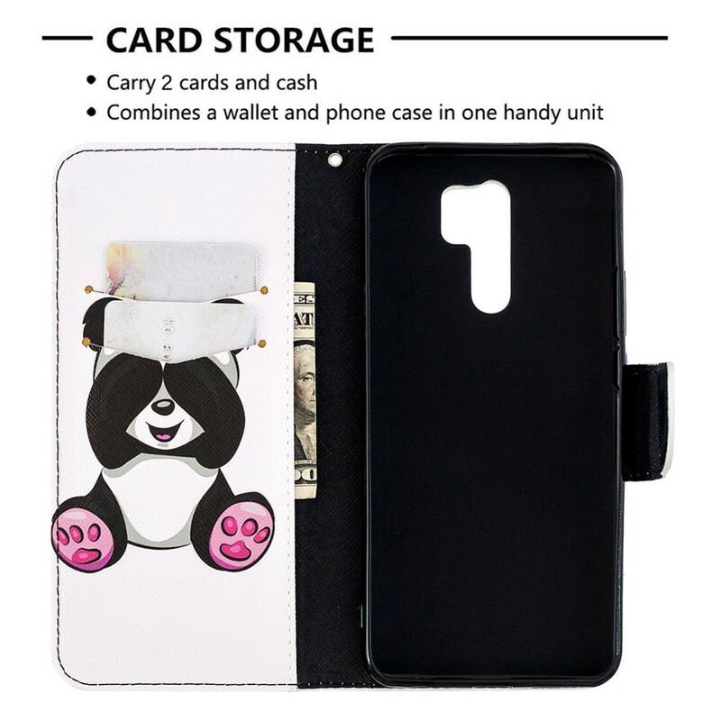 Capa Folio Para Xiaomi Redmi 9 Panda Divertido