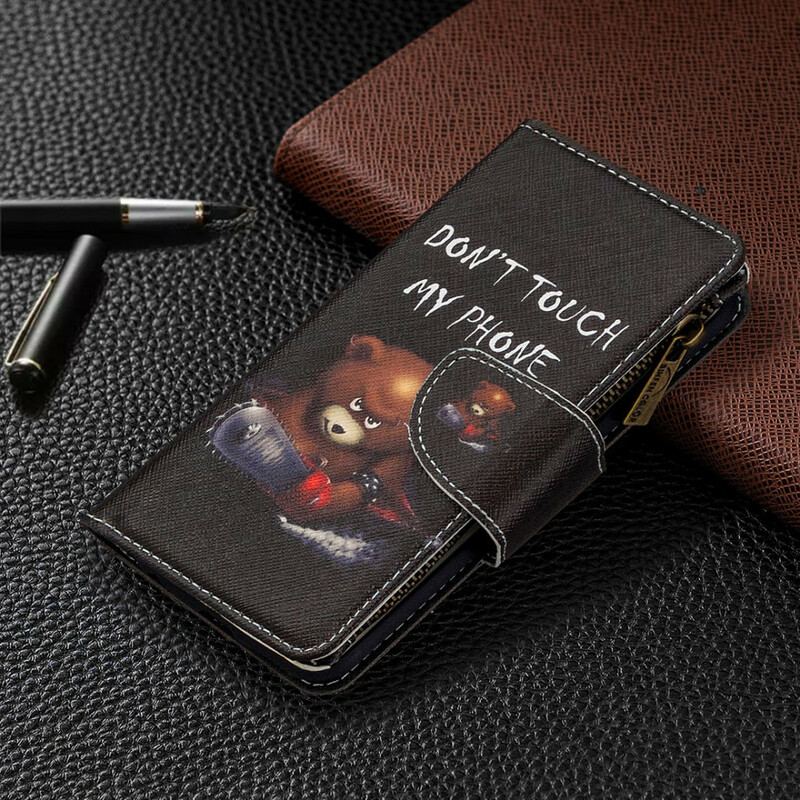 Capa Folio Para Xiaomi Redmi 9 Urso De Bolso Com Zíper