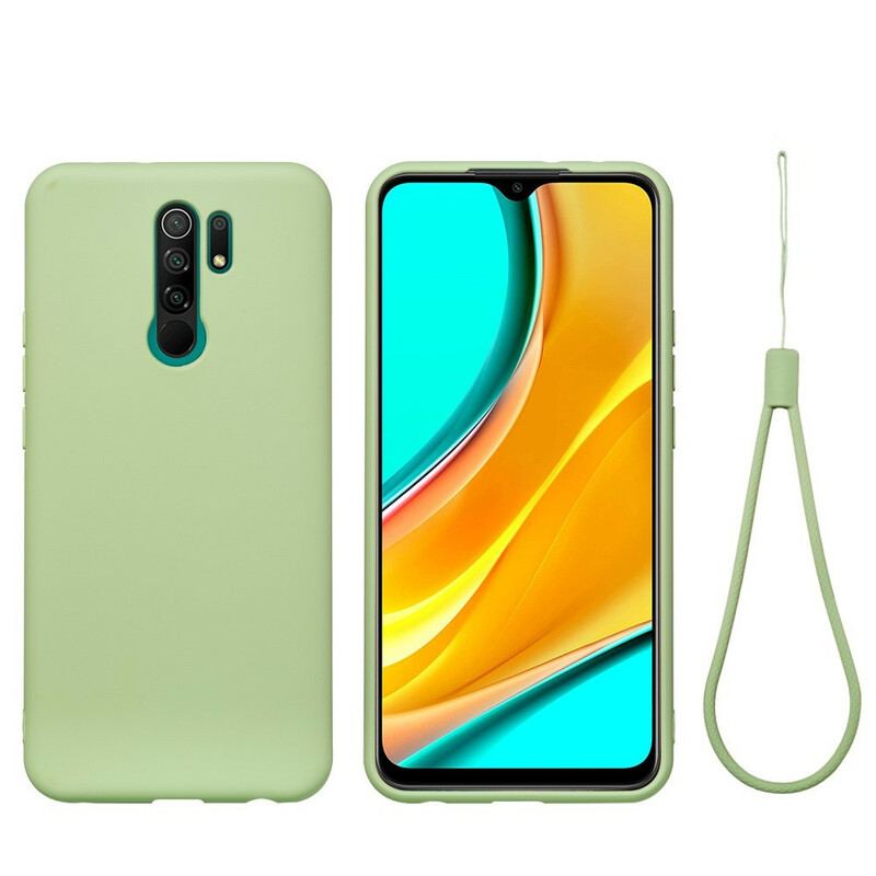 Capa Para Xiaomi Redmi 9 Silicone Líquido Com Cordão