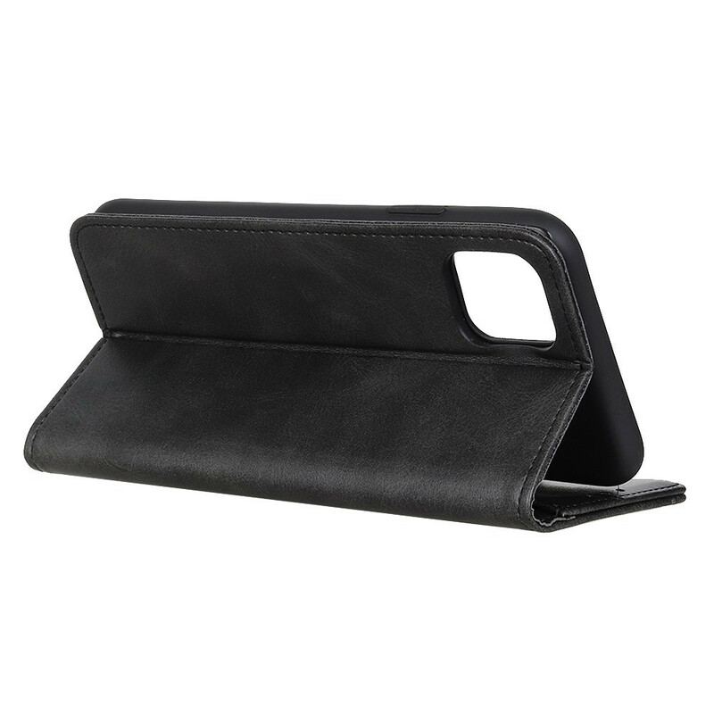 Capa De Celular Para iPhone 12 Mini Flip Couro Rachado Fosco