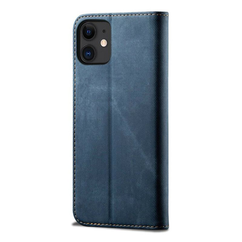 Capa De Celular Para iPhone 12 Mini Flip Textura De Jeans De Couro Sintético