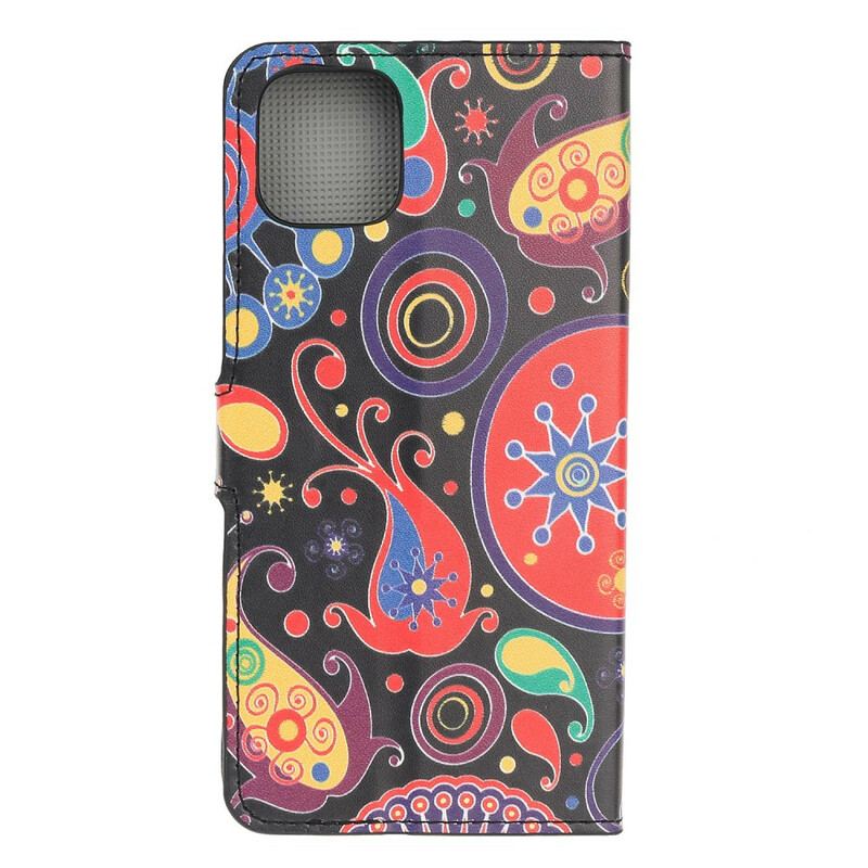 Capa De Couro Para iPhone 12 Mini Design Da Galáxia