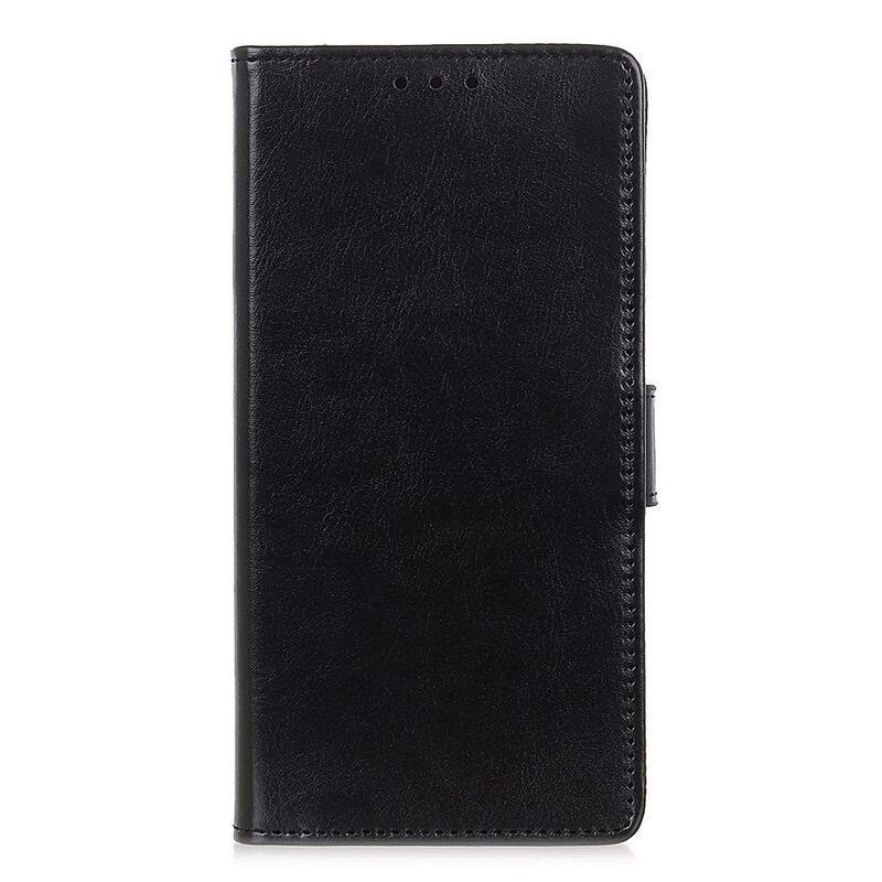 Capa De Couro Para iPhone 12 Mini Efeito Couro Brilhante Simples