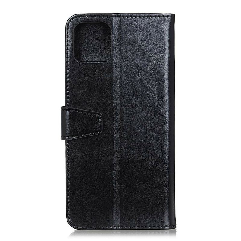 Capa De Couro Para iPhone 12 Mini Efeito Couro Brilhante Simples