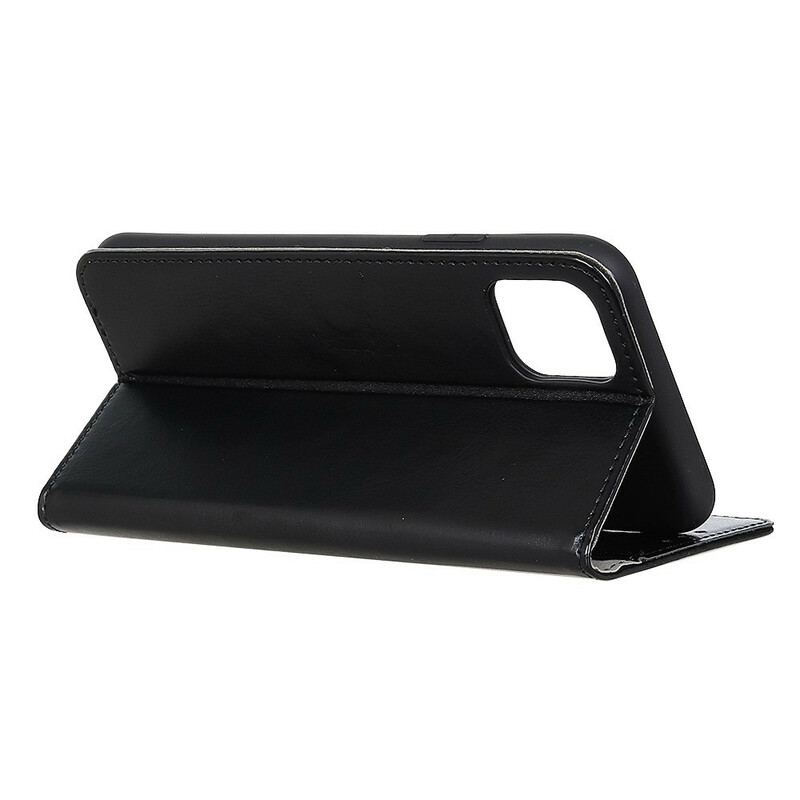 Capa De Couro Para iPhone 12 Mini Efeito Couro Brilhante Simples