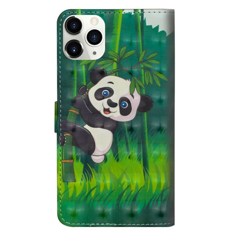 Capa De Couro Para iPhone 12 Mini Panda E Bambu