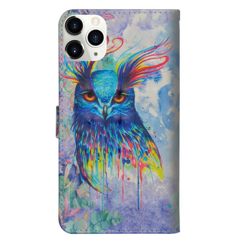 Capa De Couro Para iPhone 12 Mini Pássaro Aquarela